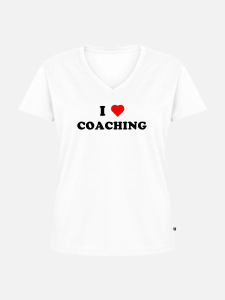 I LOVE COACHING (schwarz) - Frauen Premium Bio T-Shirt mit V-Ausschnitt - Weiß