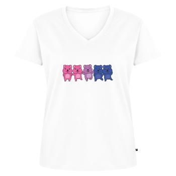 Bi Flag Pride LGBTQ Quokka - Frauen Premium Bio T-Shirt mit V-Ausschnitt - Weiß - Vorne - AI Model Female 172 dark (172cm)