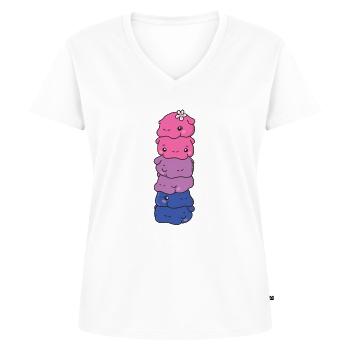 Bi Flag Pride LGBTQ süße Hippo - Frauen Premium Bio T-Shirt mit V-Ausschnitt - Weiß - Vorne - AI Model Female 172 dark (172cm)