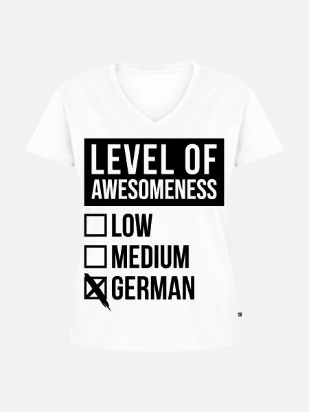 Deutsch, Deutsch, Deutsch - Frauen Premium Bio T-Shirt mit V-Ausschnitt - Weiß