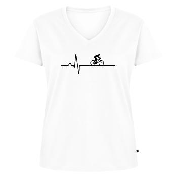 Mon rythme cardiaque: le cyclisme - T-shirt encolure en V Premium bio Femme - blanc - Devant - AI Model Female 172 dark (172cm)