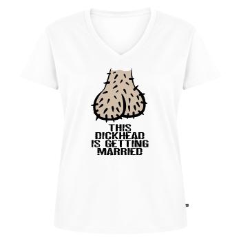 Dickhead testicule oeufs JGA bachelor au revoir - T-shirt encolure en V Premium bio Femme - blanc - Devant - AI Model Female 172 dark (172cm)