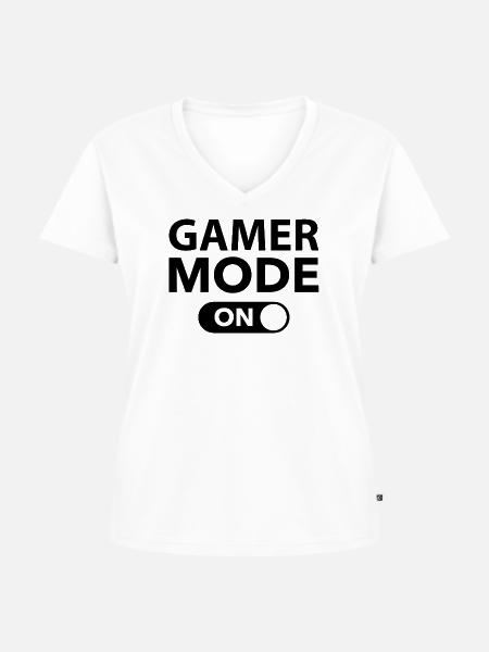 Gamer-Modus Ein - Frauen Premium Bio T-Shirt mit V-Ausschnitt - Weiß