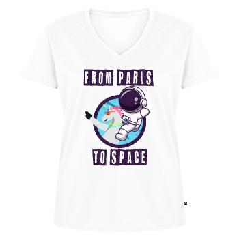 From Paris to space unicorn with astronaut - Women's Premium Organic V-neck T-shirt - white - Front - AI Model Female 172 dark (172cm)