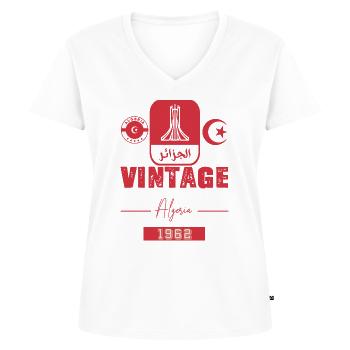Vintage algérie 1962 - T-shirt encolure en V Premium bio Femme - blanc - Devant - AI Model Female 172 dark (172cm)