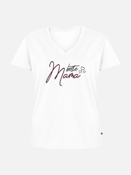 beste Mama - Frauen Premium Bio T-Shirt mit V-Ausschnitt - Weiß