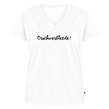 Orschwerbleede Sächsisch Sachsen Dialekt - Frauen Premium Bio T-Shirt mit V-Ausschnitt - Weiß - Vorne - AI Model Female 172 dark (172cm)