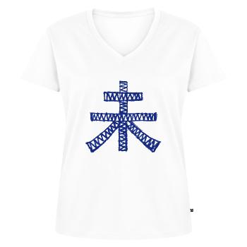 Schaf / Ziege (Japanisch) Astrologisch - Frauen Premium Bio T-Shirt mit V-Ausschnitt - Weiß - Vorne - AI Model Female 172 dark (172cm)