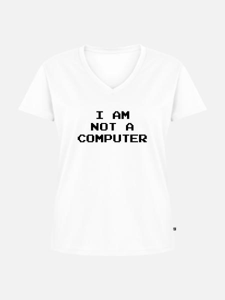 Ich bin kein Computer - Frauen Premium Bio T-Shirt mit V-Ausschnitt - Weiß