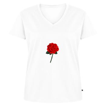 Rose rouge - T-shirt encolure en V Premium bio Femme - blanc - Devant - AI Model Female 172 dark (172cm)