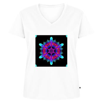 Flowerpower - Women's Premium Organic V-neck T-shirt - white - Front - AI Model Female 172 dark (172cm)