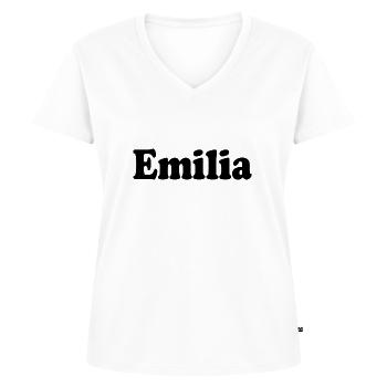 Emilia - Frauen Premium Bio T-Shirt mit V-Ausschnitt - Weiß - Vorne - AI Model Female 172 dark (172cm)