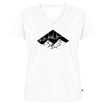 Berge und Polarlichter - Frauen Premium Bio T-Shirt mit V-Ausschnitt - Weiß - Vorne - AI Model Female 172 dark (172cm)