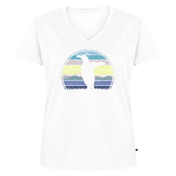 Penguin Sunset - T-shirt encolure en V Premium bio Femme - blanc - Devant - AI Model Female 172 dark (172cm)