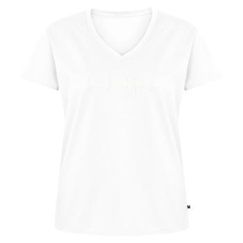 Schornsteinfeger. Herz. Liebe. Ekg. Impuls. - Frauen Premium Bio T-Shirt mit V-Ausschnitt - Weiß - Vorne - AI Model Female 172 dark (172cm)