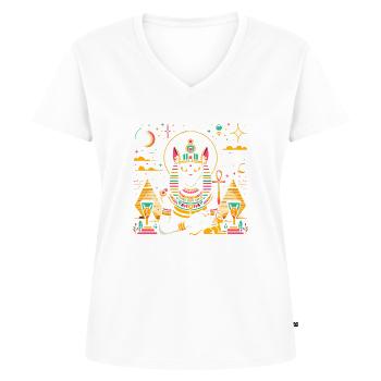 Bastet Ägyptische Göttin Ägypten Pyramide Ägypten - Frauen Premium Bio T-Shirt mit V-Ausschnitt - Weiß - Vorne - AI Model Female 172 dark (172cm)