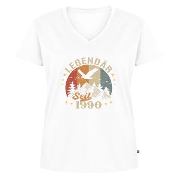 Legendär seit 1990 Jahrgang Vintage Geburtstag - Frauen Premium Bio T-Shirt mit V-Ausschnitt - Weiß - Vorne - AI Model Female 172 dark (172cm)