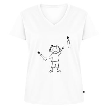 tnt dynamit nitro kuender bombe throw explosion a - Women's Premium Organic V-neck T-shirt - white - Front - AI Model Female 172 dark (172cm)