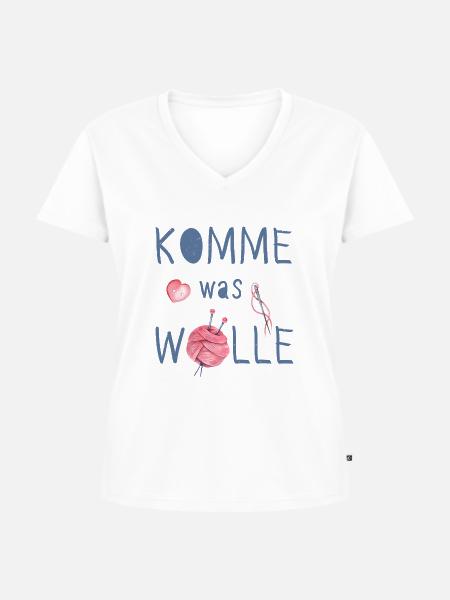 Komme was Wolle - Frauen Premium Bio T-Shirt mit V-Ausschnitt - Weiß