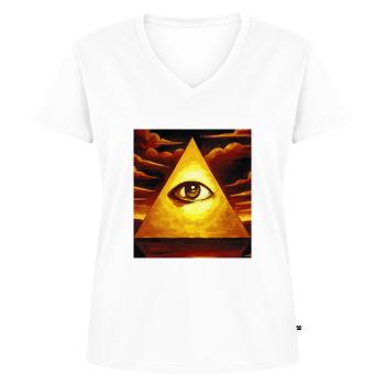 All Seeing Eye - Women's Premium Organic V-neck T-shirt - white - Front - AI Model Female 172 dark (172cm)