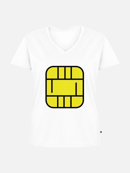 Mikrochip - Frauen Premium Bio T-Shirt mit V-Ausschnitt - Weiß