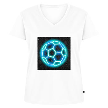 Voetbal - Vrouwen Premium Bio T-shirt met V-hals - wit - Voor - AI Model Female 172 dark (172cm)