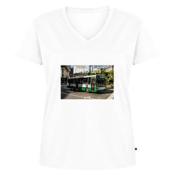 BUENOS AIRES est BUS - Frauen Premium Bio T-Shirt mit V-Ausschnitt - Weiß - Vorne - AI Model Female 172 dark (172cm)