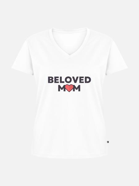 Maman bien-aimée - T-shirt encolure en V Premium bio Femme - blanc