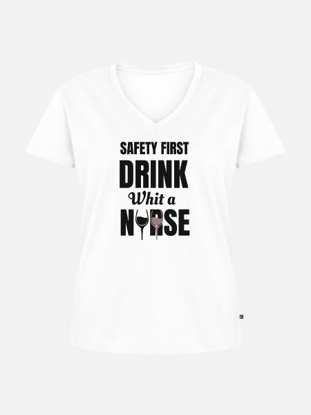 Krankenschwester Safety First - Frauen Premium Bio T-Shirt mit V-Ausschnitt - Weiß