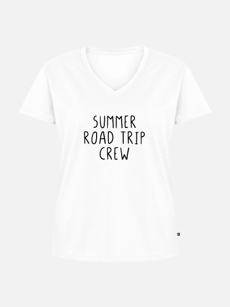 Summer Road Trip Crew - Frauen Premium Bio T-Shirt mit V-Ausschnitt - Weiß