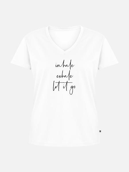 Inhale exhale let it go - Frauen Premium Bio T-Shirt mit V-Ausschnitt - Weiß