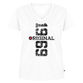 57. GEBURTSTAG ORIGINAL 1969 - Frauen Premium Bio T-Shirt mit V-Ausschnitt - Weiß - Vorne - AI Model Female 172 dark (172cm)