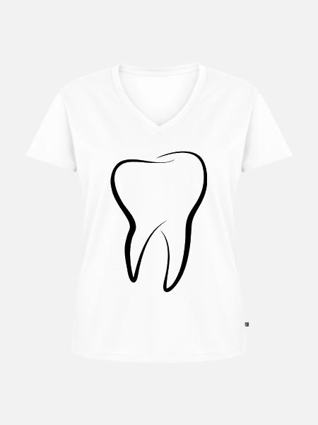 Zahn - Frauen Premium Bio T-Shirt mit V-Ausschnitt - Weiß