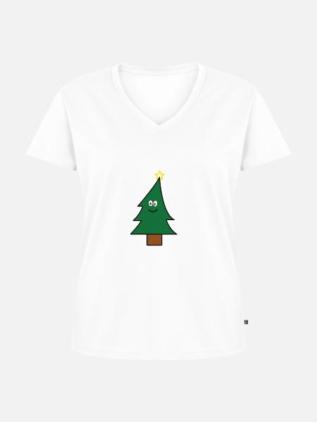 Tannenbaum - Frauen Premium Bio T-Shirt mit V-Ausschnitt - Weiß