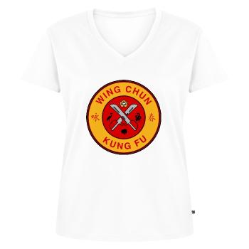 Wing Chun Logo Kampfkunst Kung Fu Gym Symbol - Frauen Premium Bio T-Shirt mit V-Ausschnitt - Weiß - Vorne - AI Model Female 172 dark (172cm)