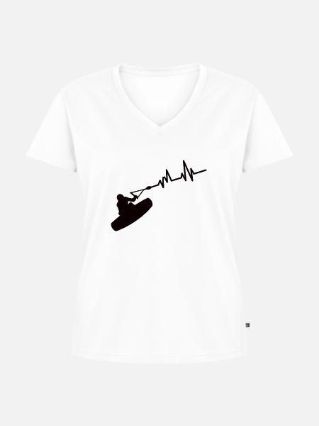 Wakeboard, Pulsschlag, Puls - Frauen Premium Bio T-Shirt mit V-Ausschnitt - Weiß