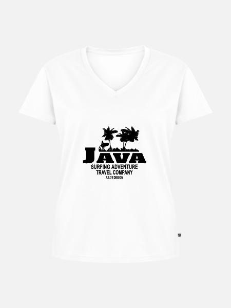 Java - Indonesien - Surfen - Frauen Premium Bio T-Shirt mit V-Ausschnitt - Weiß