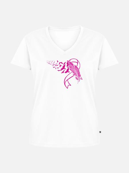 Brustkrebs - Rosa Schleife - Frauen Premium Bio T-Shirt mit V-Ausschnitt - Weiß