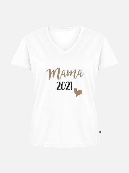 Mama 2021 - Frauen Premium Bio T-Shirt mit V-Ausschnitt - Weiß