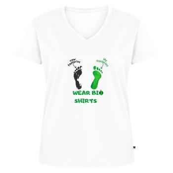 Empreinte biologique - T-shirt encolure en V Premium bio Femme - blanc - Devant - AI Model Female 172 dark (172cm)