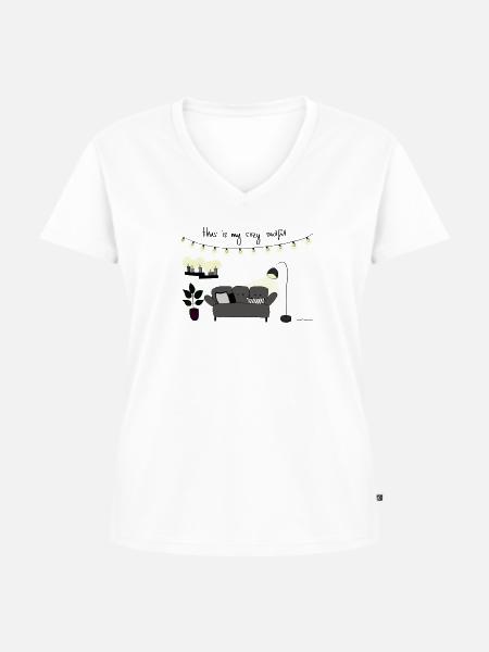 Chill couch sofa wohnung geschenk - Frauen Premium Bio T-Shirt mit V-Ausschnitt - Weiß