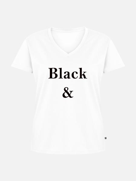 Black and White - Frauen Premium Bio T-Shirt mit V-Ausschnitt - Weiß
