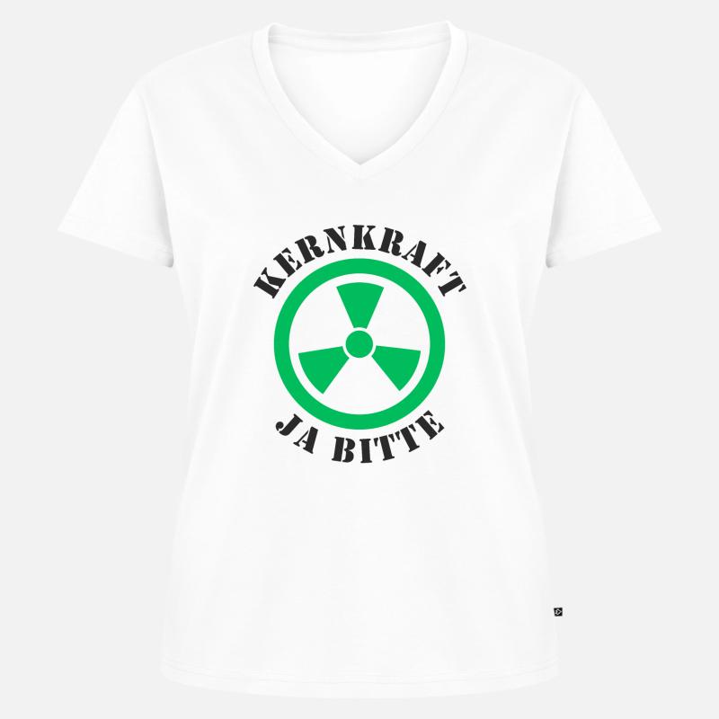 Atomkraft, Ja bitte - Frauen Premium Bio T-Shirt mit V-Ausschnitt - Weiß