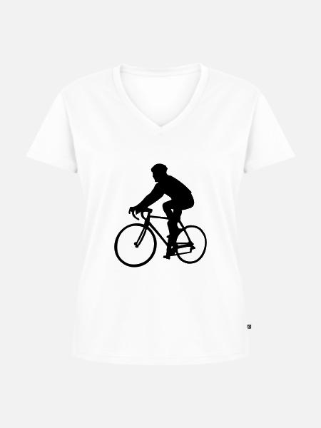 Rennrad - Frauen Premium Bio T-Shirt mit V-Ausschnitt - Weiß