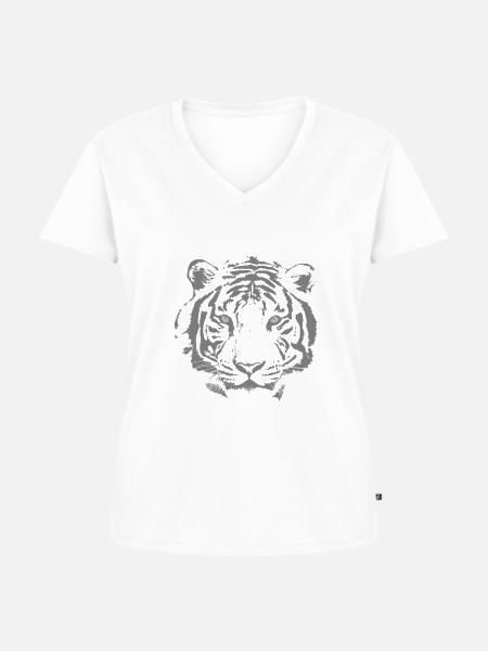 Tiger - Frauen Premium Bio T-Shirt mit V-Ausschnitt - Weiß