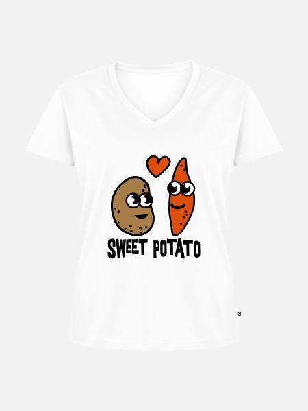 Sweet Potato - Frauen Premium Bio T-Shirt mit V-Ausschnitt - Weiß