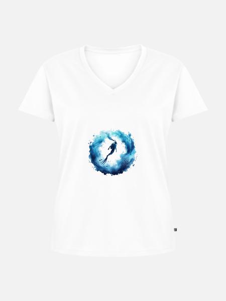 Unterwasserwelt Ozean Taucher - Frauen Premium Bio T-Shirt mit V-Ausschnitt - Weiß