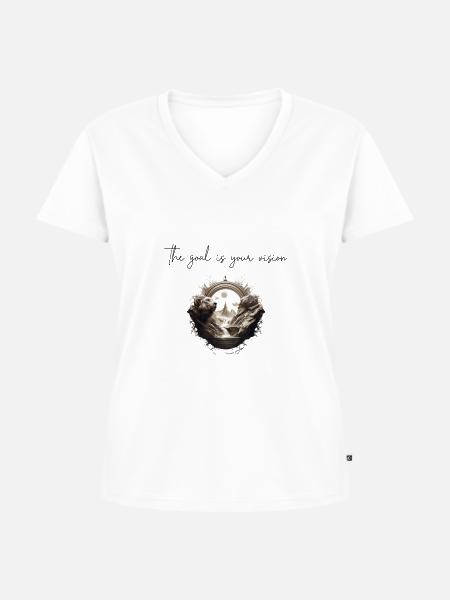 Das Ziel ist deine Vision - Frauen Premium Bio T-Shirt mit V-Ausschnitt - Weiß