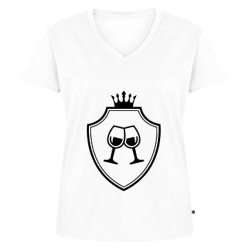 Armoiries des verres à vin - T-shirt encolure en V Premium bio Femme - blanc - Devant - AI Model Female 172 dark (172cm)