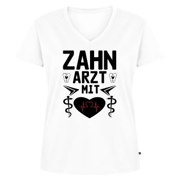 Zahnarzt mit Herz Geschenk - Frauen Premium Bio T-Shirt mit V-Ausschnitt - Weiß - Vorne - AI Model Female 172 dark (172cm)